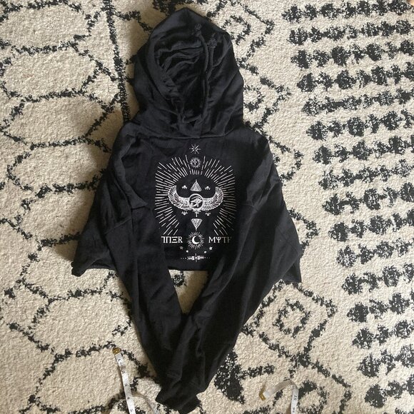 Tally Weijl Black Crop Occult Hoodie, size S - Picture 1 of 6